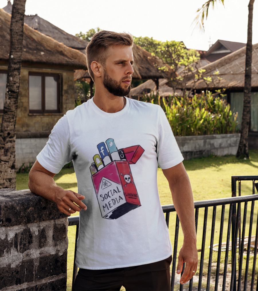 Social Media Warning Cigarette Pack With Iconic Apps T-Shirt