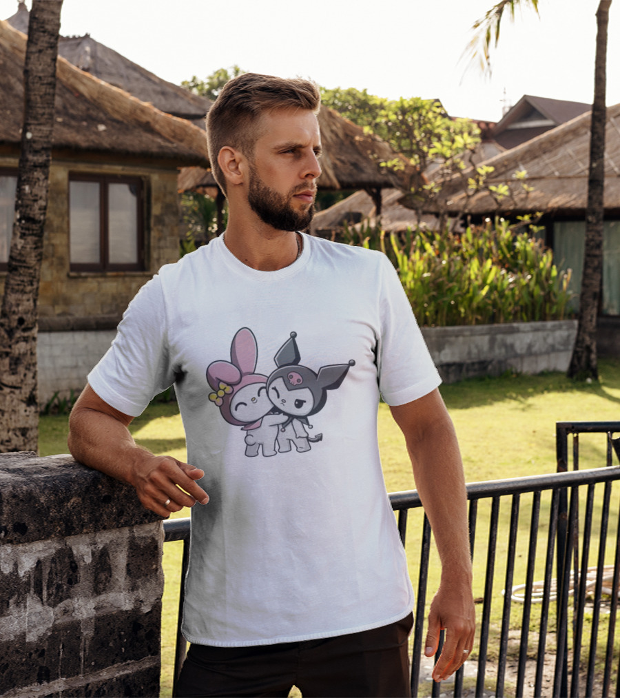 Sanrio My Melody And Kuromi Hugging Cute Characters T-Shirt