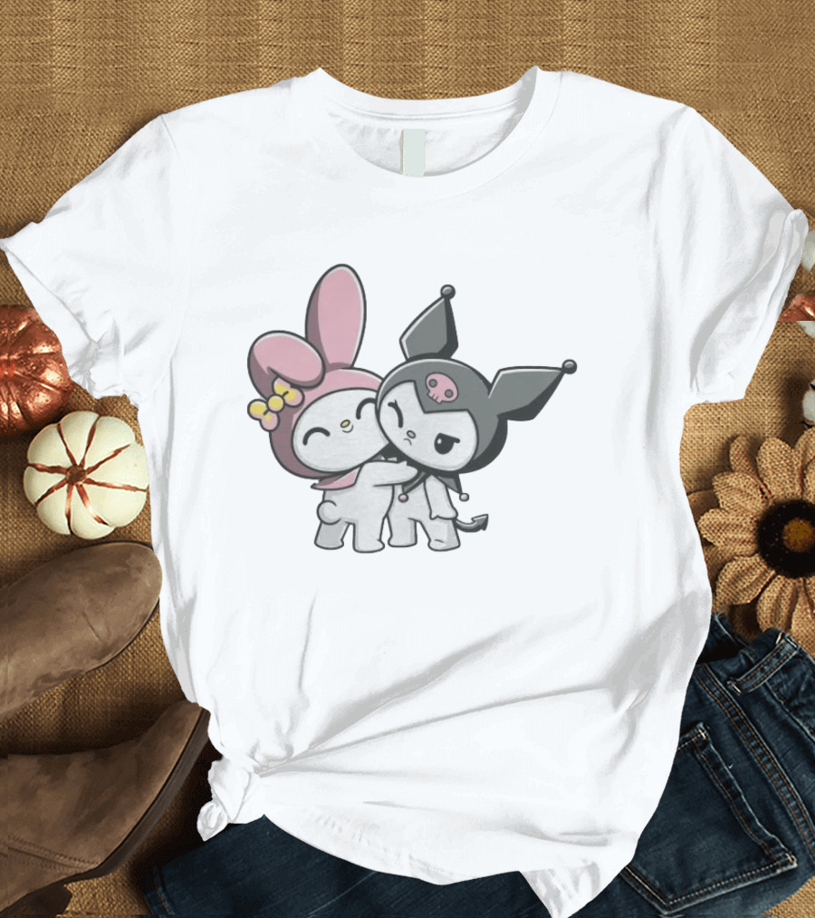 Sanrio My Melody And Kuromi Hugging Cute Characters T-Shirt