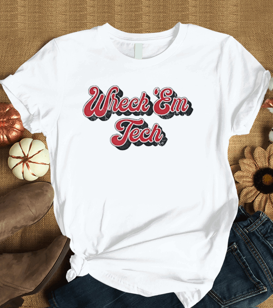 Wreck Em Tech Classic Texas Tech 70s Script T-Shirt