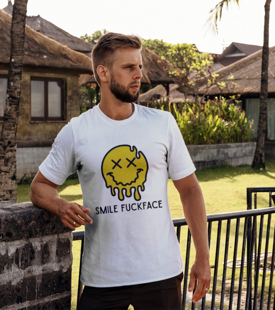 Smile Fuckface Melting Happy Smiley XX Eyes T-Shirt