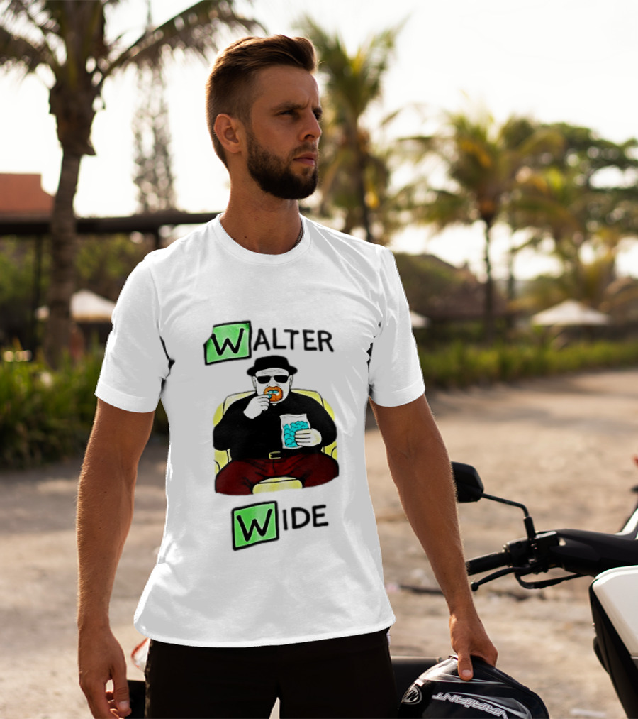 Walter Wide Breaking Bad Parody Green Letters Sitting Eating Blue Candy T-Shirt