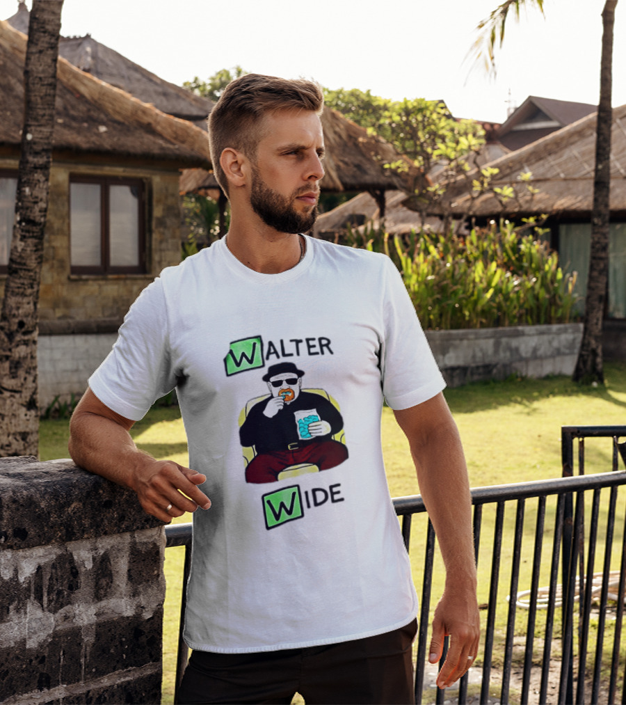 Walter Wide Breaking Bad Parody Green Letters Sitting Eating Blue Candy T-Shirt