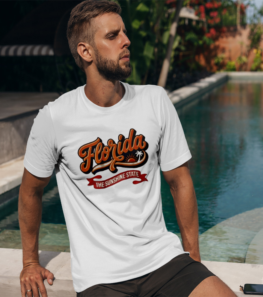 Florida The Sunshine State Sunset Palm Tree Vintage Look T-Shirt