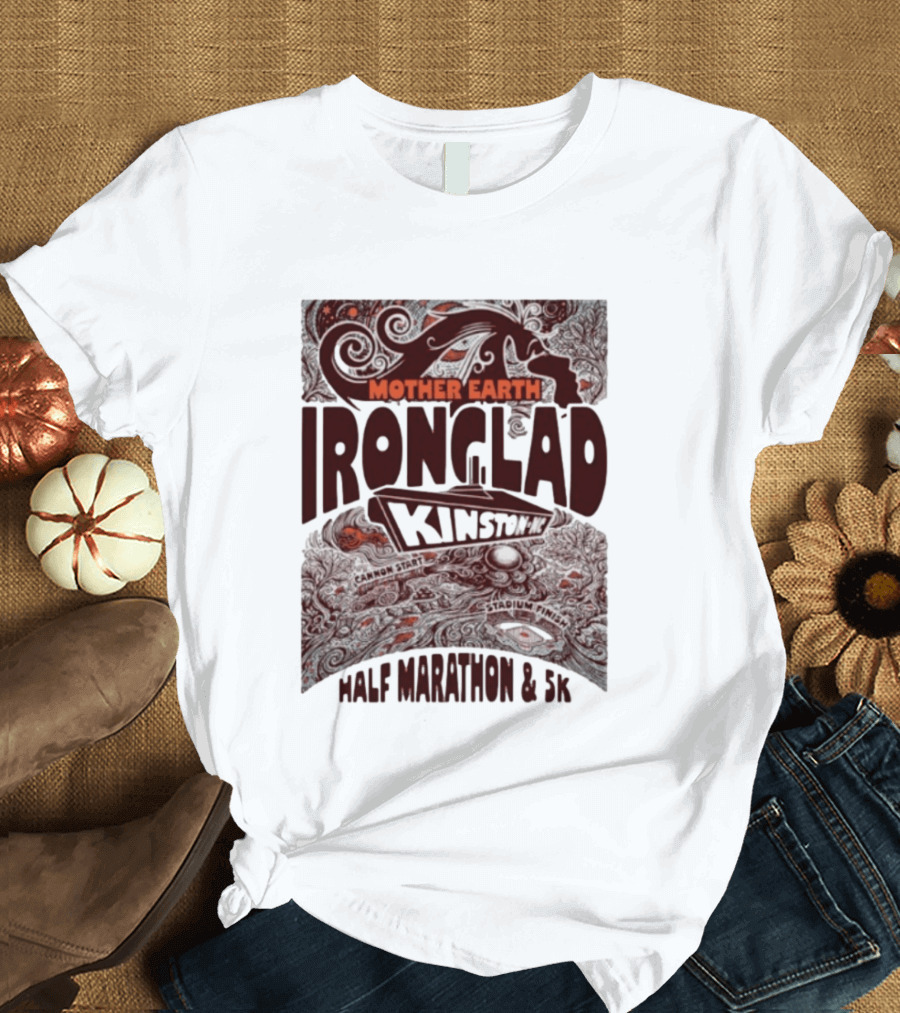 Mother Earth Ironclad Kinston Half Marathon 5K Cannon Start Stadium Finish T-Shirt