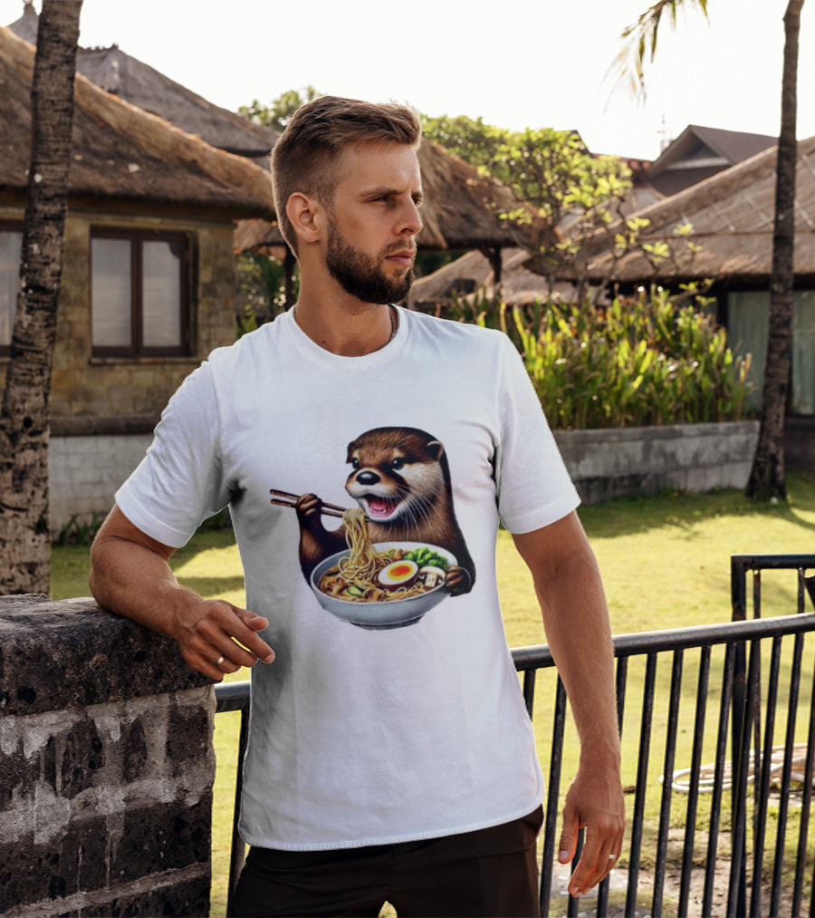Trendy Otter Enjoying Ramen Bowl Meme T-Shirt