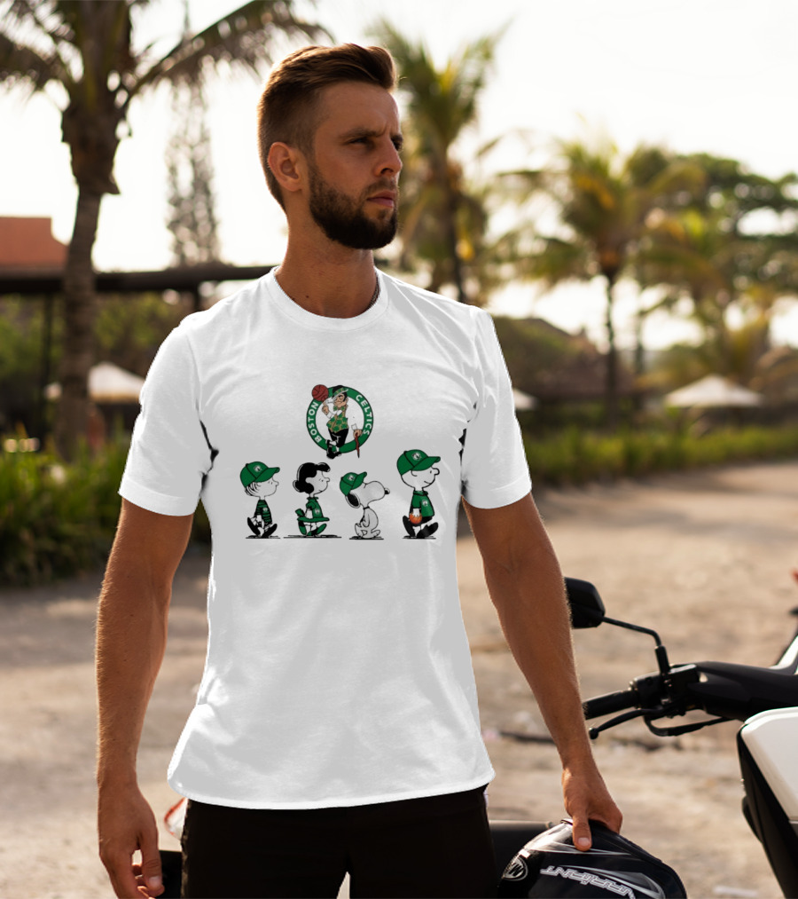 Peanuts Characters Boston Celtics Basketball Sports T-Shirt