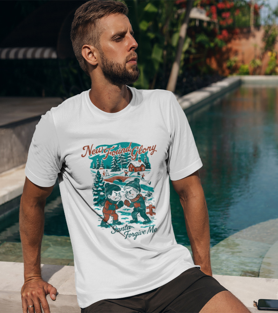 New Found Glory Santa Forgive Me Winter Scene T-Shirt