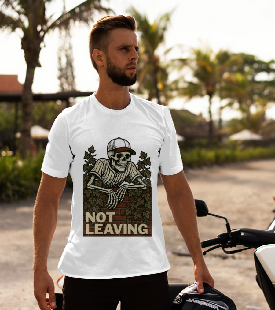 Skeleton Baseball Player Not Leaving Brick Wall Ivy Cap T-Shirt