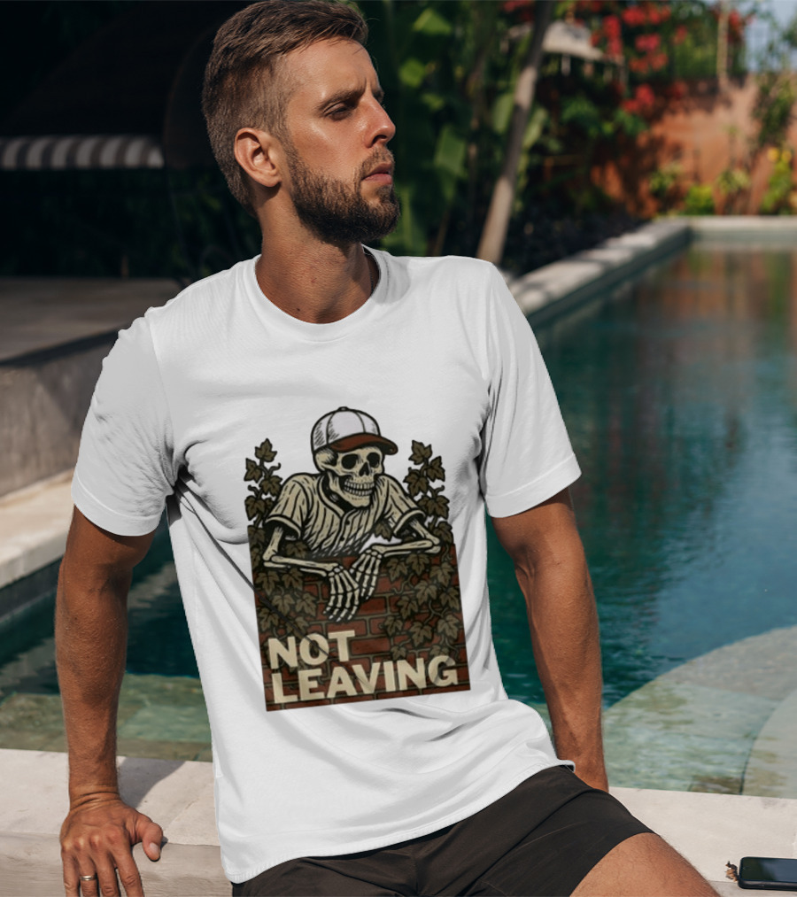 Skeleton Baseball Player Not Leaving Brick Wall Ivy Cap T-Shirt