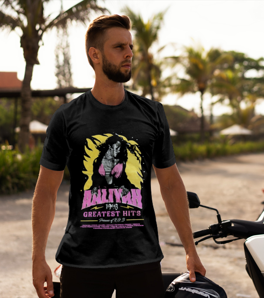 Aaliyah 1996 Greatest Hits Yellow And Pink Fashion T-Shirt