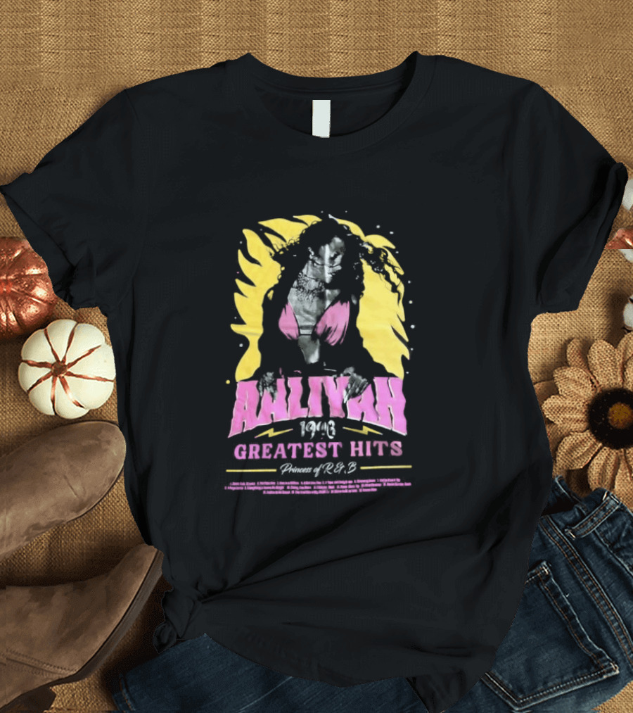 Aaliyah 1996 Greatest Hits Yellow And Pink Fashion T-Shirt