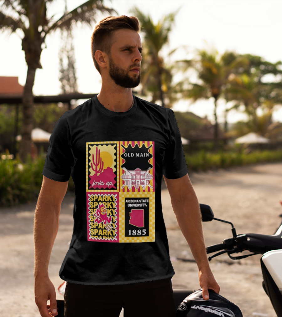 Arizona State University Forks Up Sparky Old Main 1885 T-Shirt