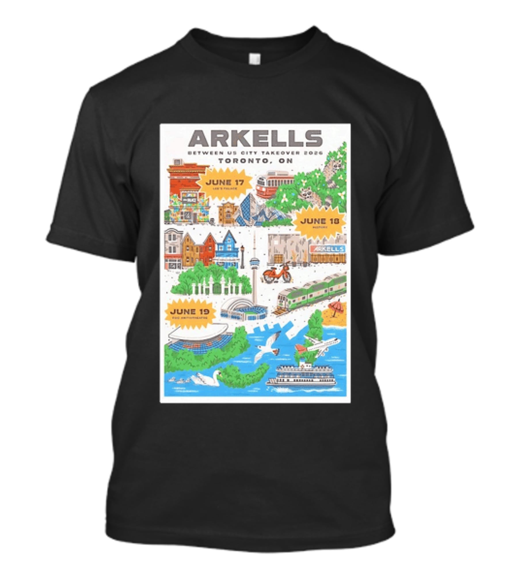 Arkells Between Us City Takeover 2026 Toronto ON June 17 18 19 Lee Palace History Roy Thomson Hall Venue Dates Streetcar CN Tower Green Spaces T-Shirt