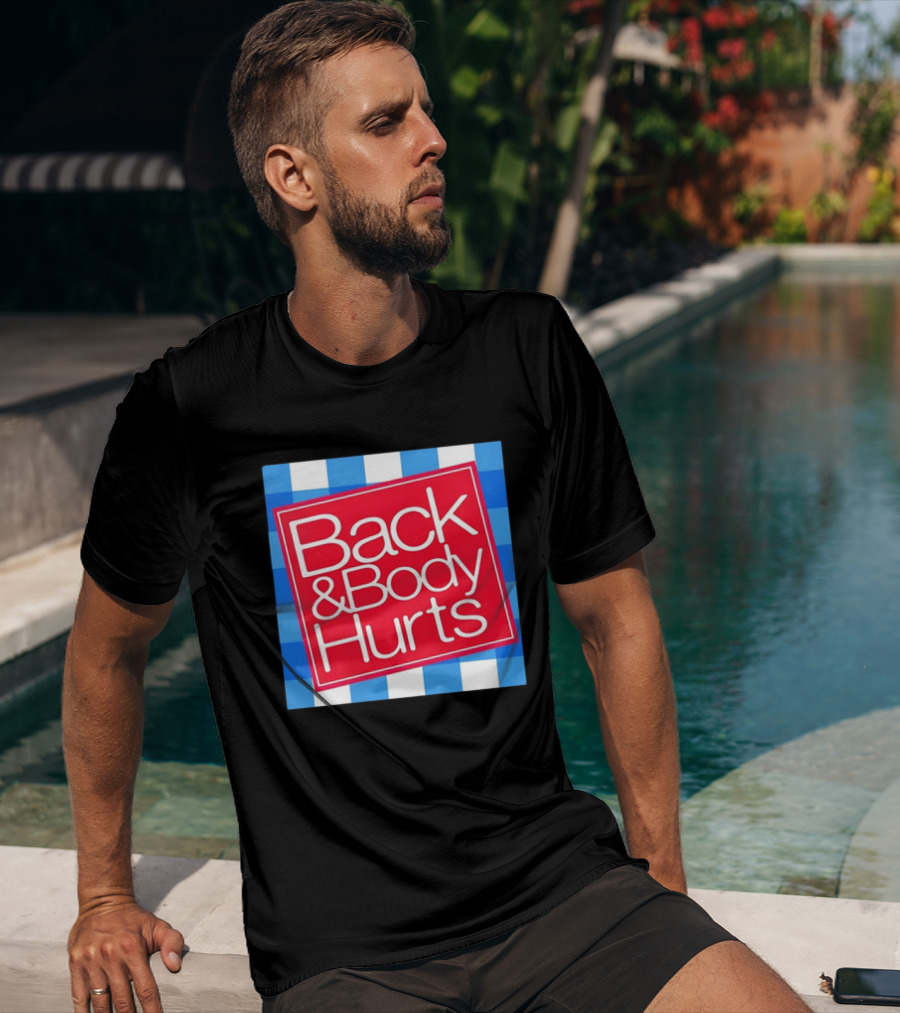 Back And Body Hurts Blue Gingham Square Red T-Shirt