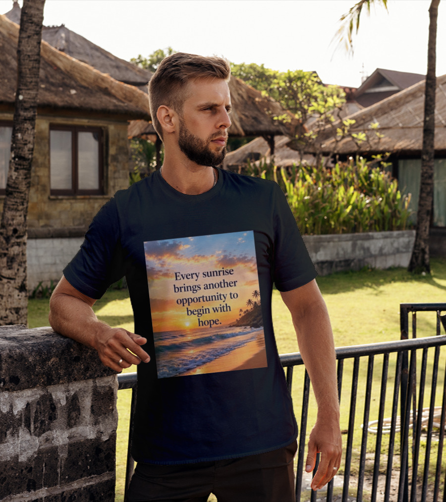 Every Sunrise Brings Another Opportunity To Begin With Hope Scenic Beach View T-Shirt