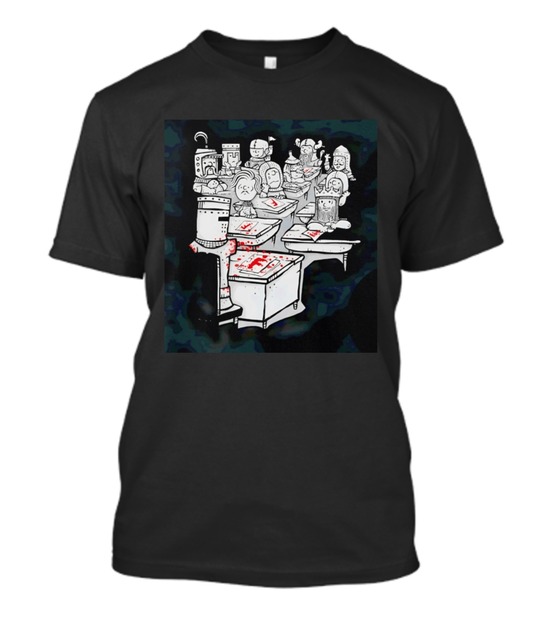 Bloody Knight Classroom Cartoon Failing Grade F T-Shirt