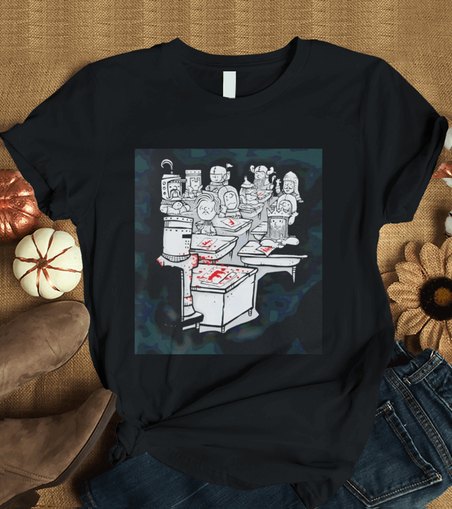 Bloody Knight Classroom Cartoon Failing Grade F T-Shirt