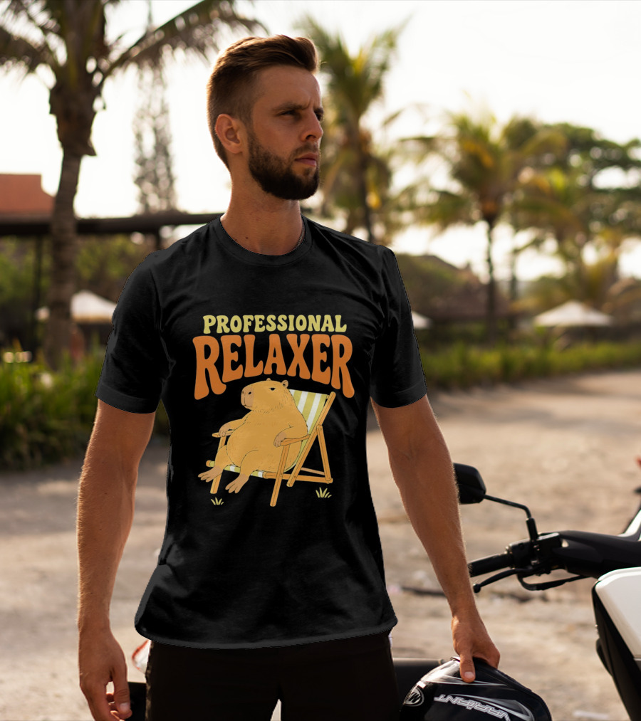 Professional Relaxer Capybara Sitting In Beach Chair T-Shirt