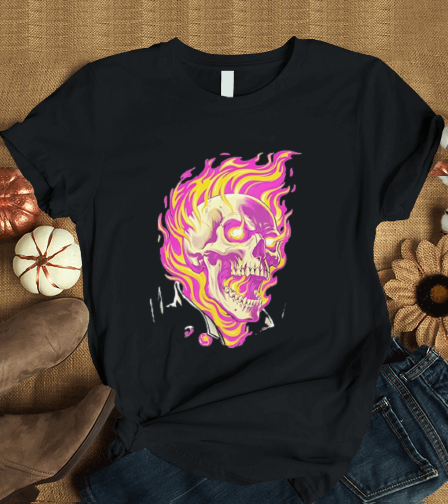 Ghost Rider Flaming Skull Marvel Fire Blaze T-Shirt