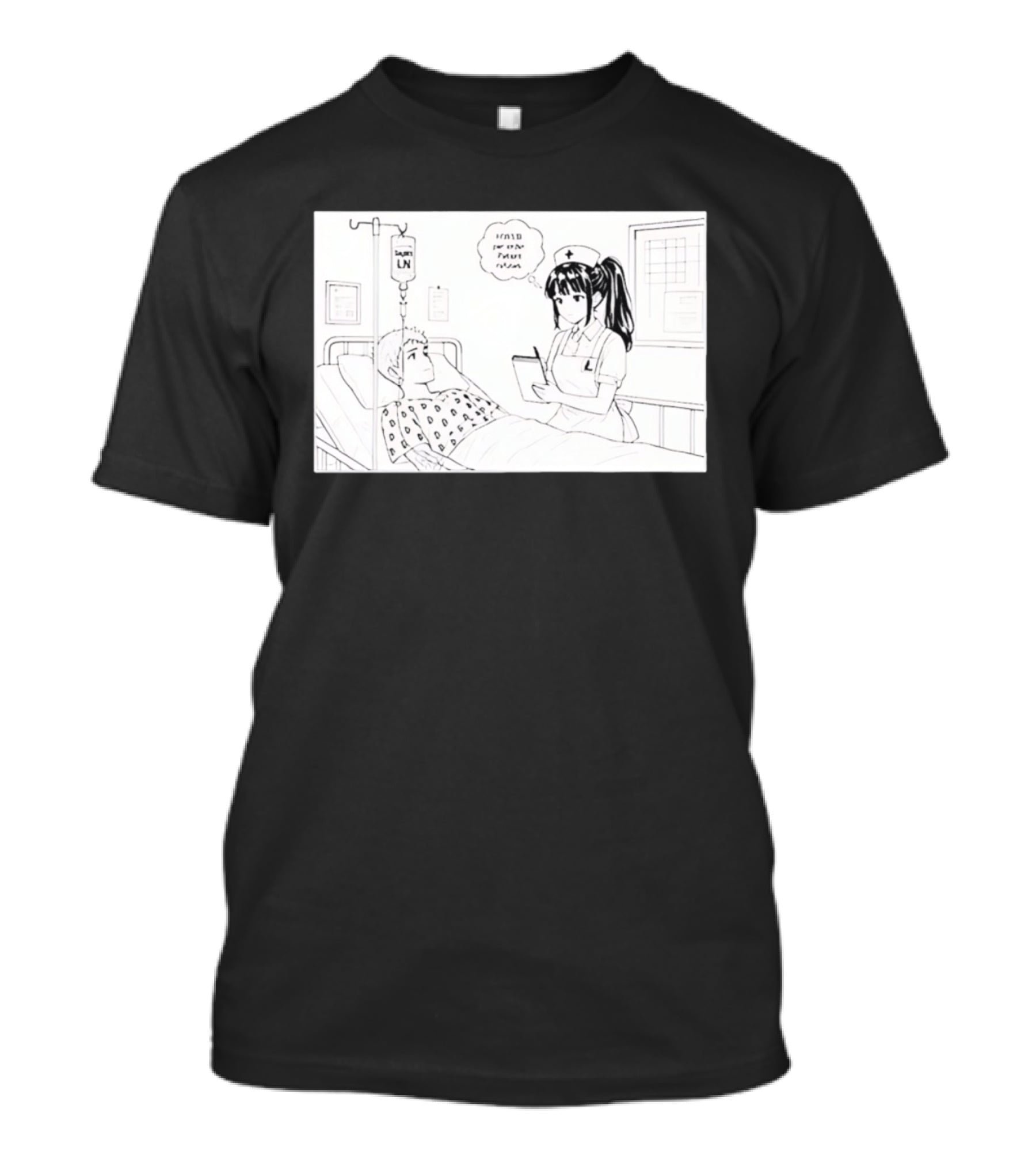 Nurse Manga Style Hospital Scene With Patient And IV Drip T-Shirt