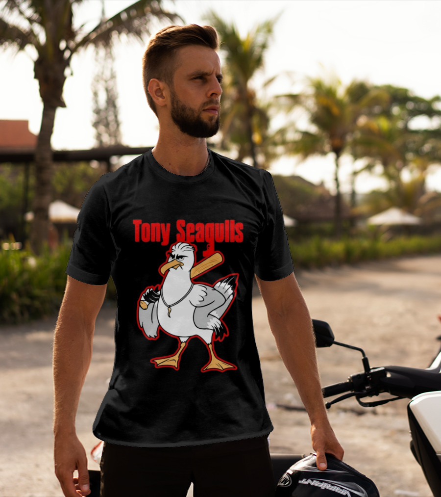 Tony Seagulls Mobster Bird Seagull Mafia T-Shirt