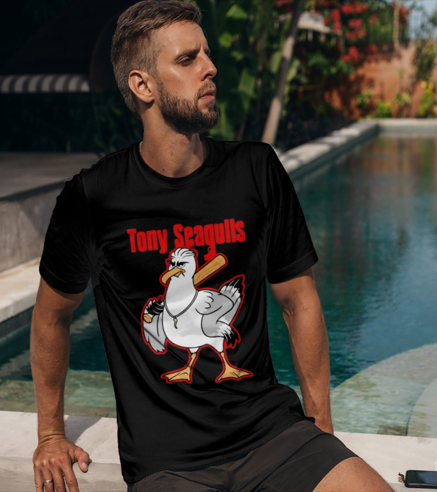 Tony Seagulls Mobster Bird Seagull Mafia T-Shirt