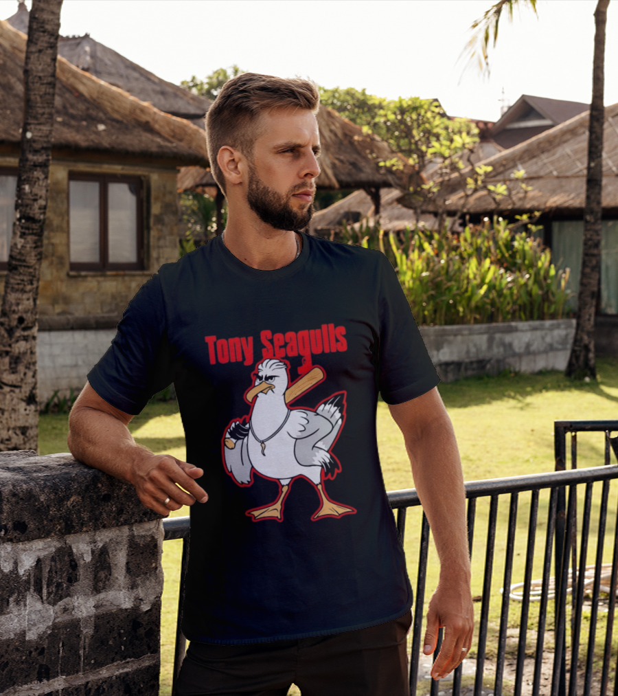 Tony Seagulls Mobster Bird Seagull Mafia T-Shirt