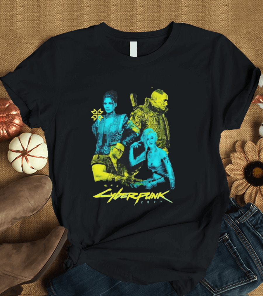 Cyberpunk 2077 Characters And Logo Video Game Merchandise T-Shirt