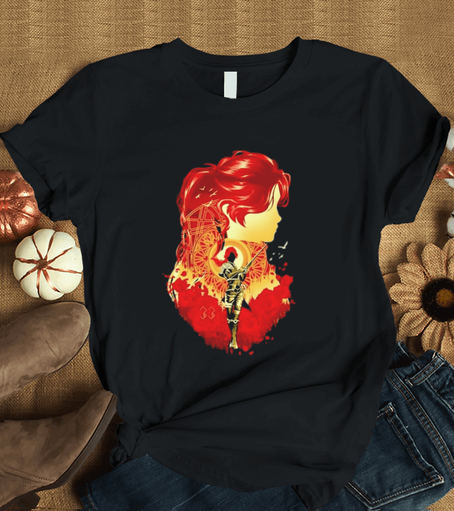 Paintress Expeditioner Red Haired Warrior Emblem 33 Discovery T-Shirt