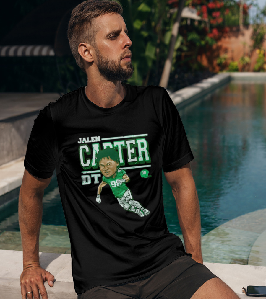 Jalen Carter Philadelphia Eagles DT 98 Caricature Football Player T-Shirt