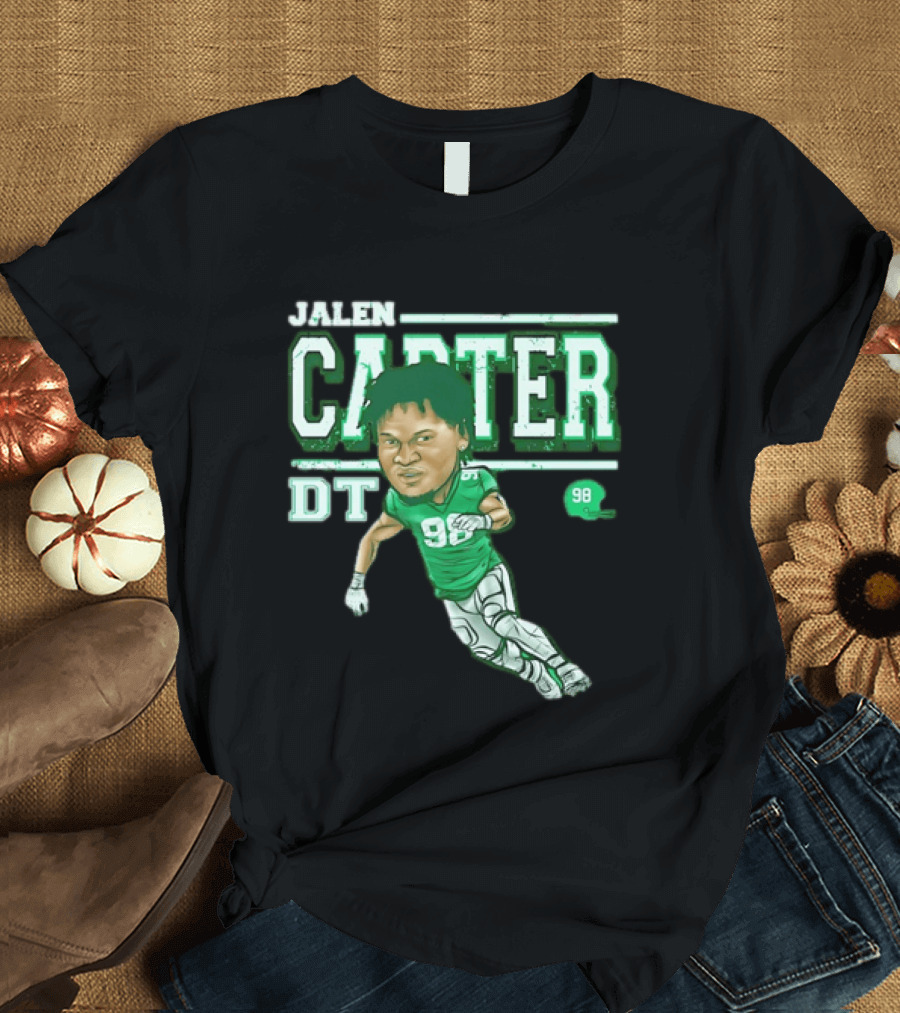 Jalen Carter Philadelphia Eagles DT 98 Caricature Football Player T-Shirt