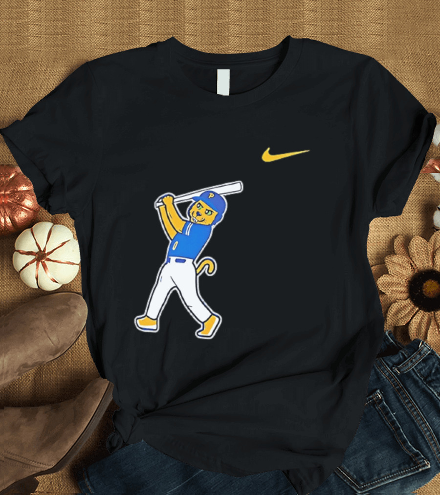 Pittsburgh Panthers Baseball Cartoon Mascot Batter Nike Sportswear T-Shirt