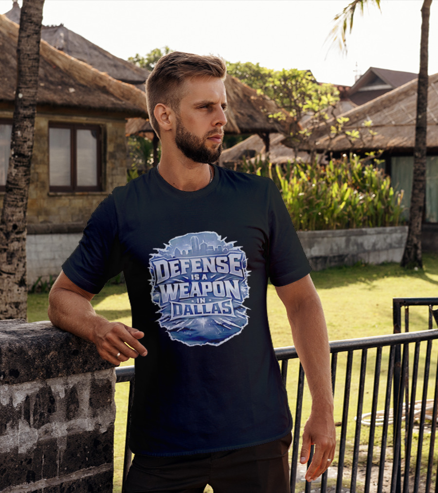 Defense Is A Weapon Dallas Football Skyline T-Shirt