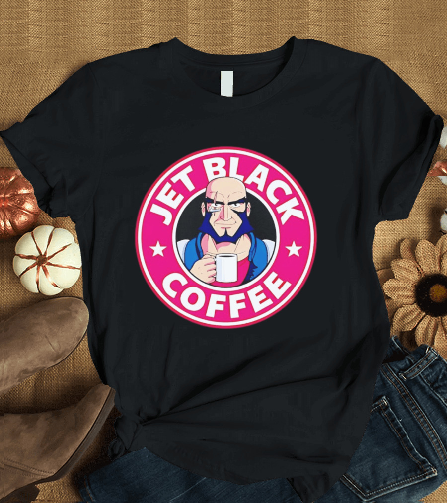 Jet Black Coffee Stern Man Holding T-Shirt