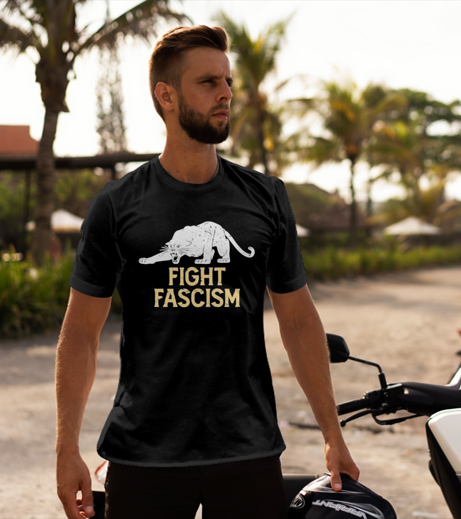 Distressed Fight Fascism Panther Anti Fascist T-Shirt