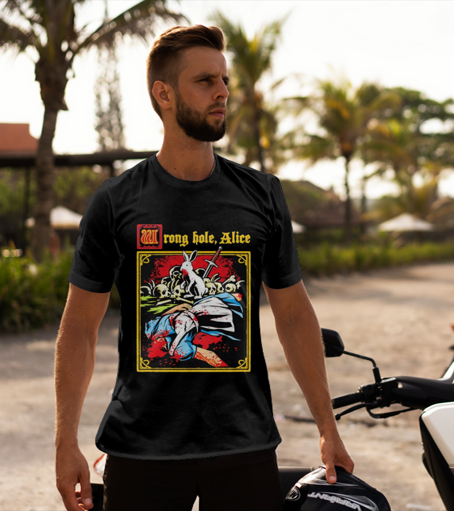 Wrong Hole Alice Killer Rabbit Dark Fantasy T-Shirt