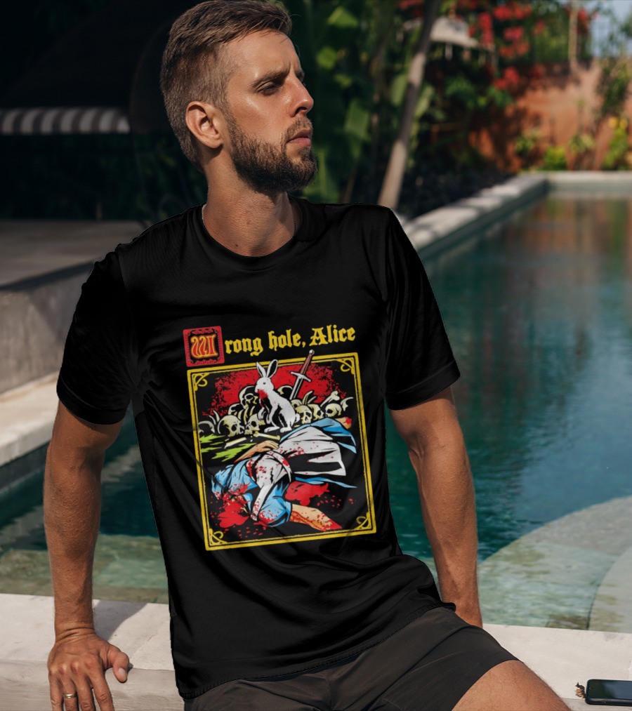 Wrong Hole Alice Killer Rabbit Dark Fantasy T-Shirt