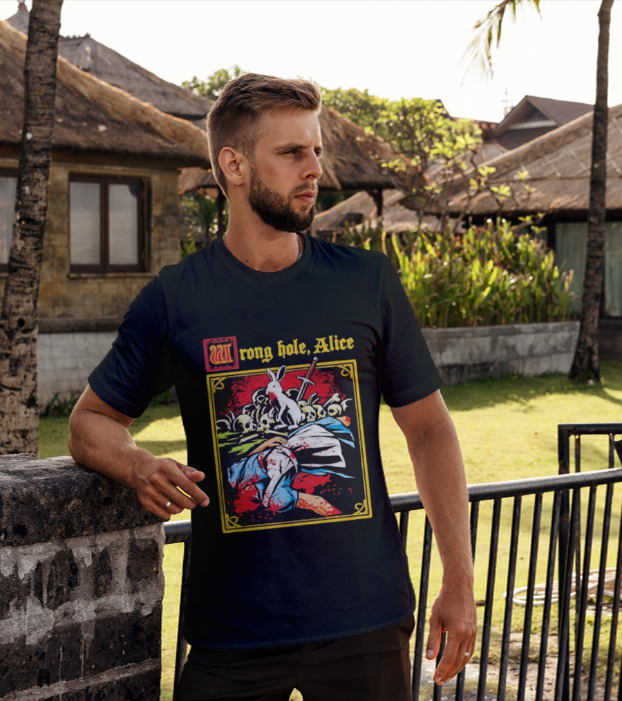 Wrong Hole Alice Killer Rabbit Dark Fantasy T-Shirt