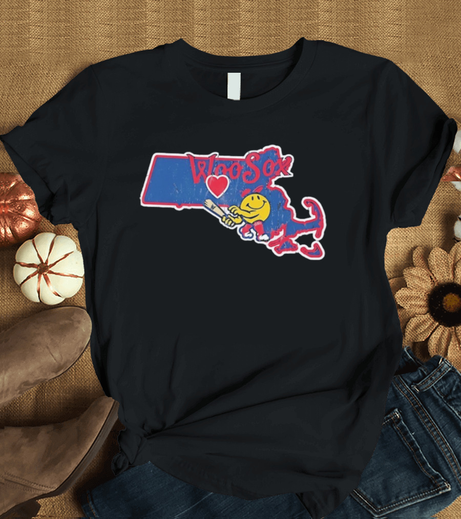 WooSox Massachusetts Heart Baseball Distressed T-Shirt