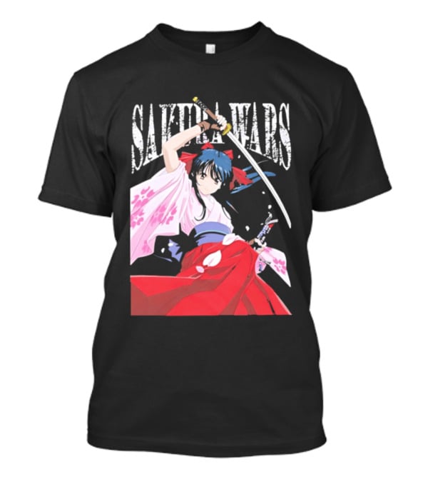Sakura Wars Distressed Anime Samurai Girl With Katana T-Shirt