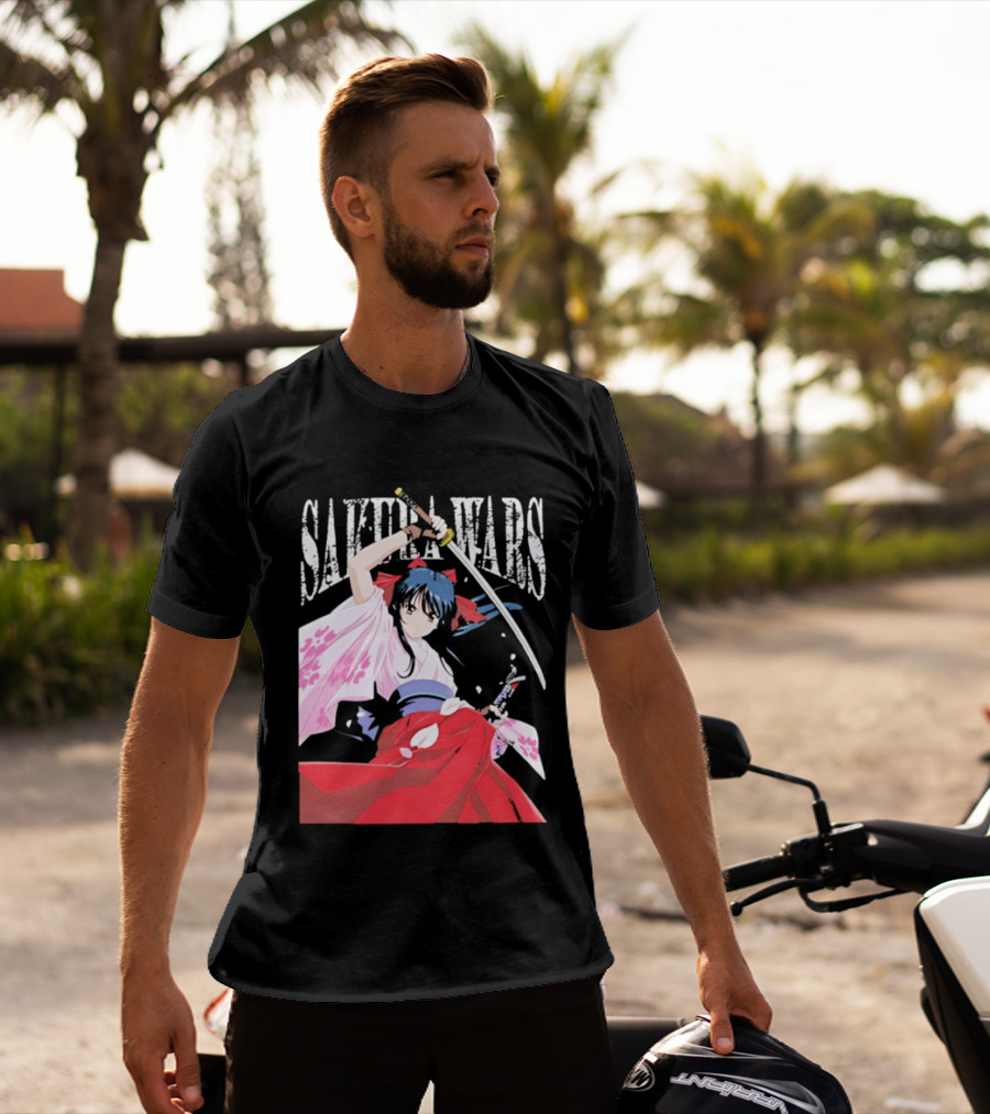 Sakura Wars Distressed Anime Samurai Girl With Katana T-Shirt