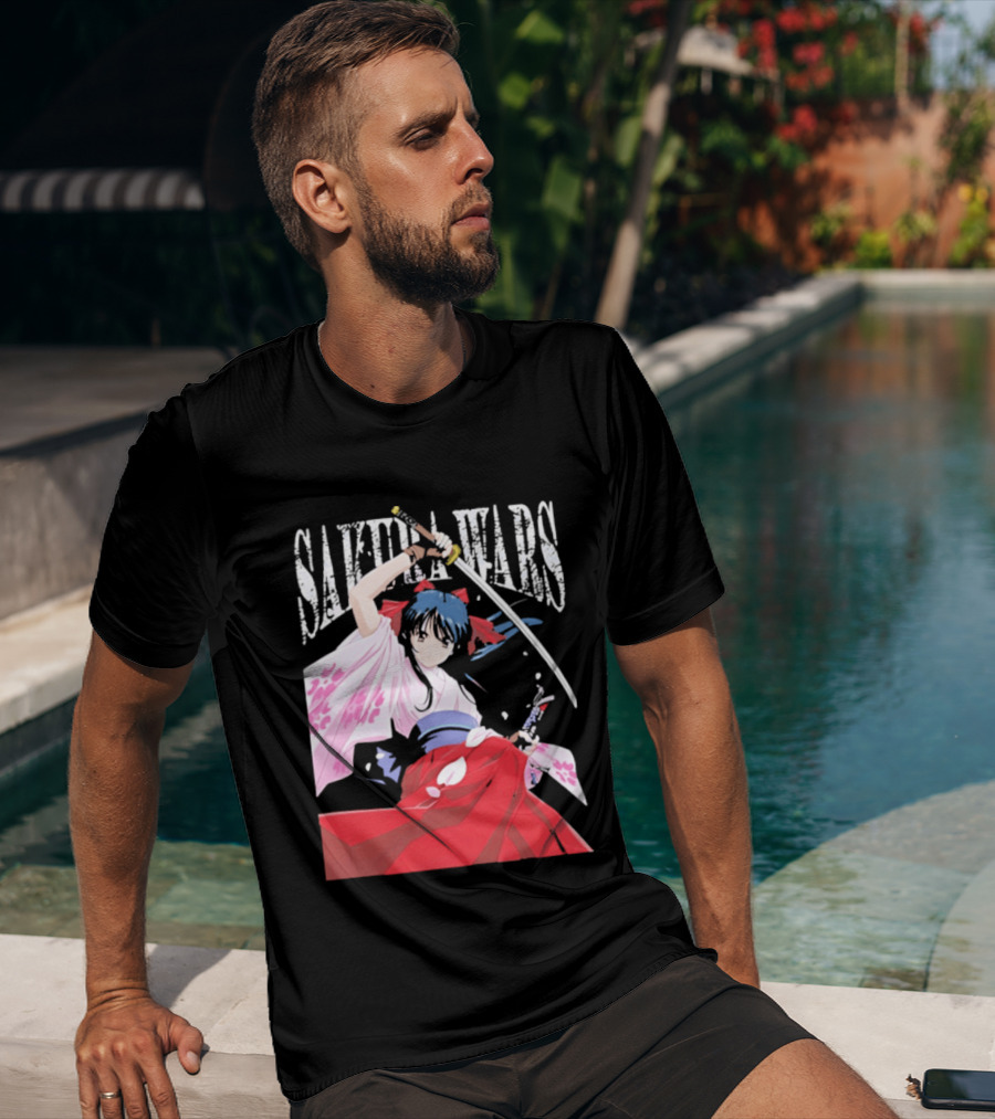Sakura Wars Distressed Anime Samurai Girl With Katana T-Shirt