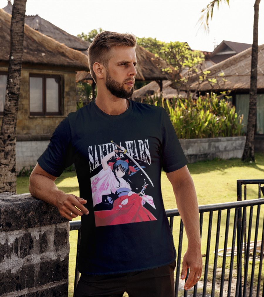 Sakura Wars Distressed Anime Samurai Girl With Katana T-Shirt