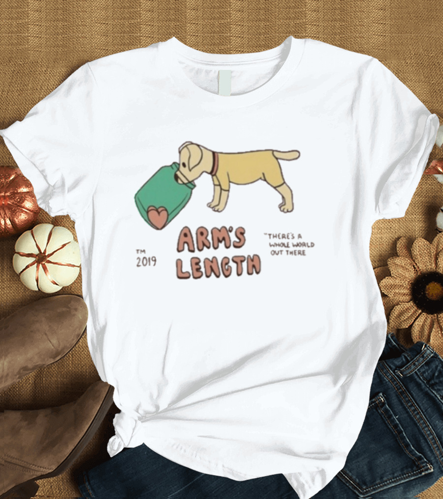 Arm's Length 2019 Dog With Jar There's A Whole World Out There T-Shirt