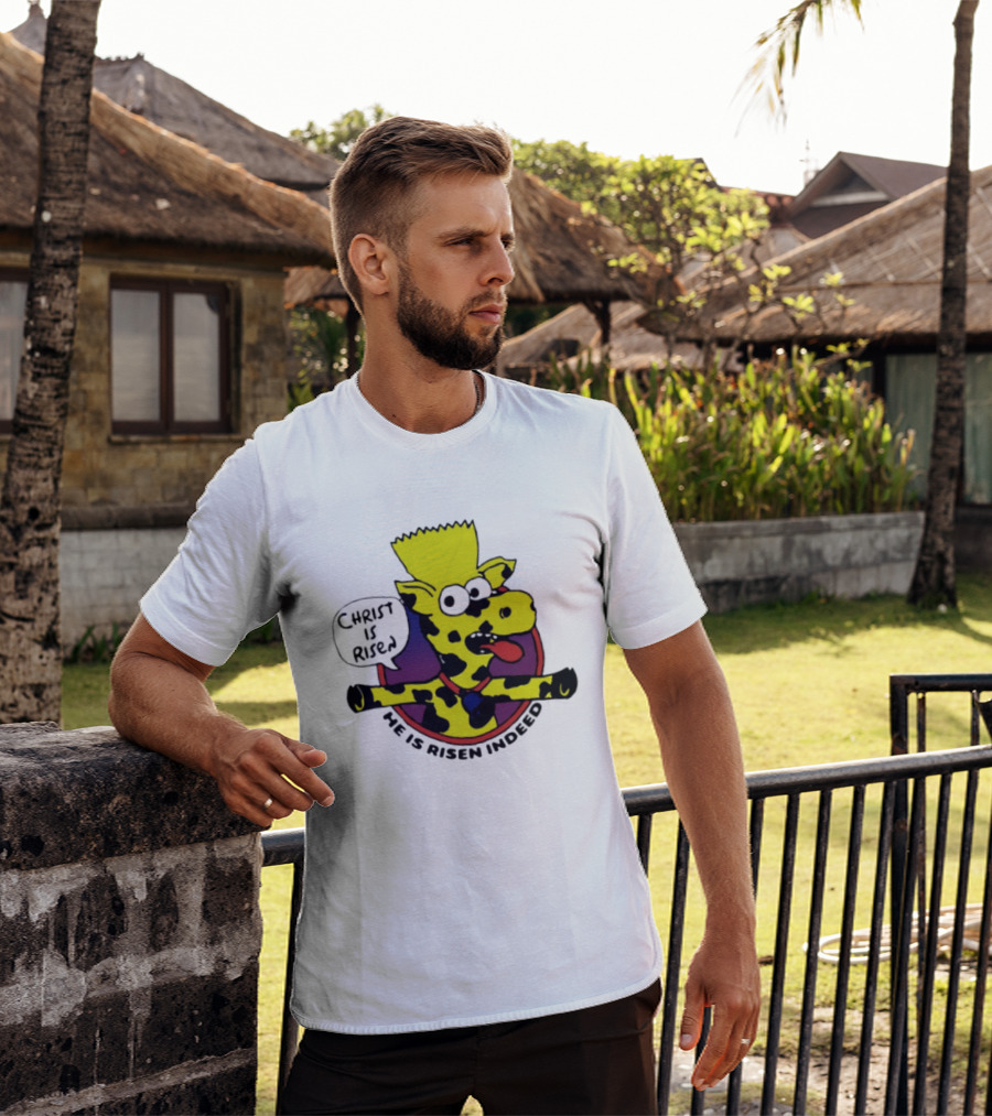 Christ Is Risen He Is Risen Indeed Simpson Cow Cartoon T-Shirt
