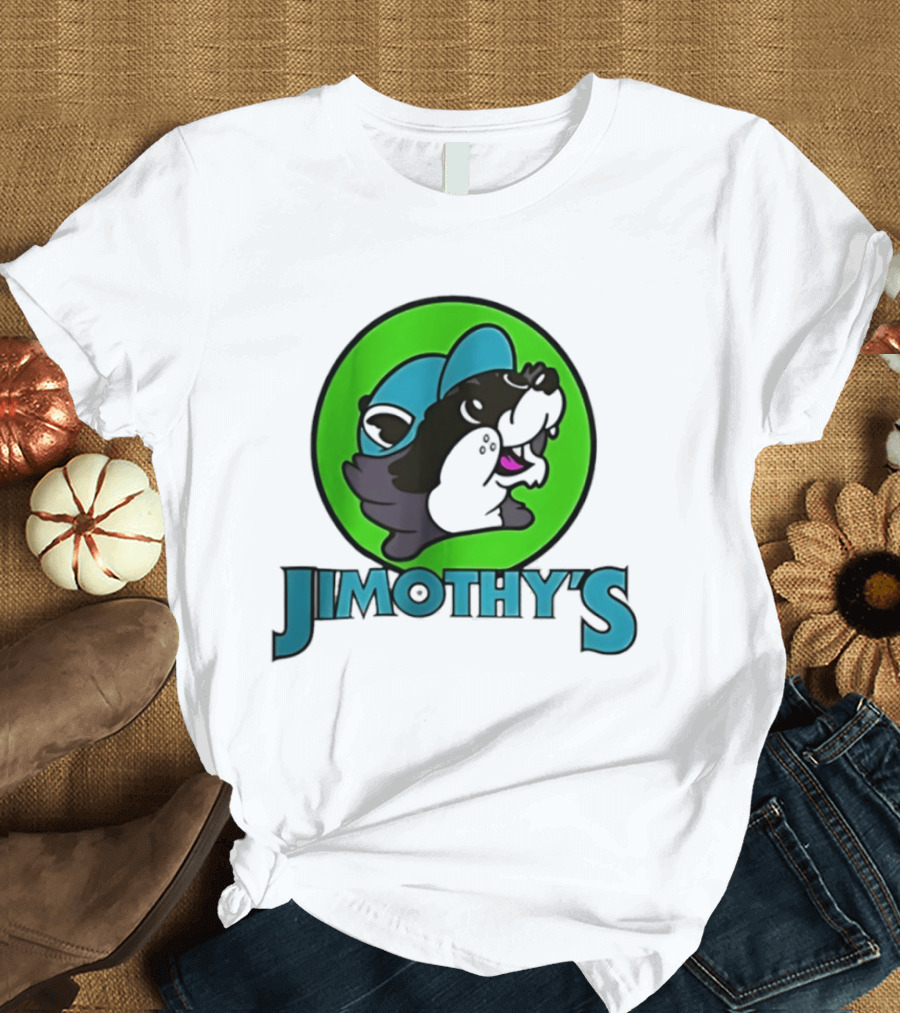 Jimothy's Cartoon Hat Character In Green Circle T-Shirt