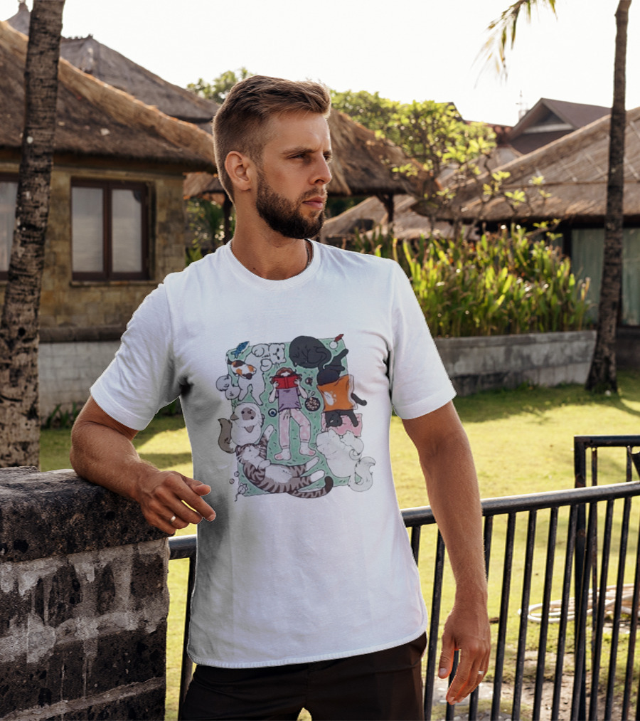Lilsimsie Cozy Reading Party With Cats Playing And Lounging T-Shirt