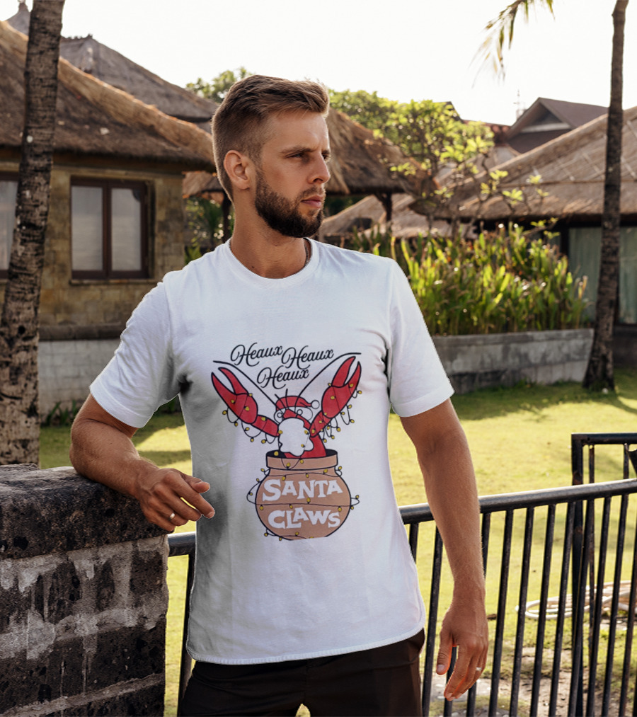 Santa Claws Heaux Crawfish Christmas Heaux Heaux Heaux T-Shirt