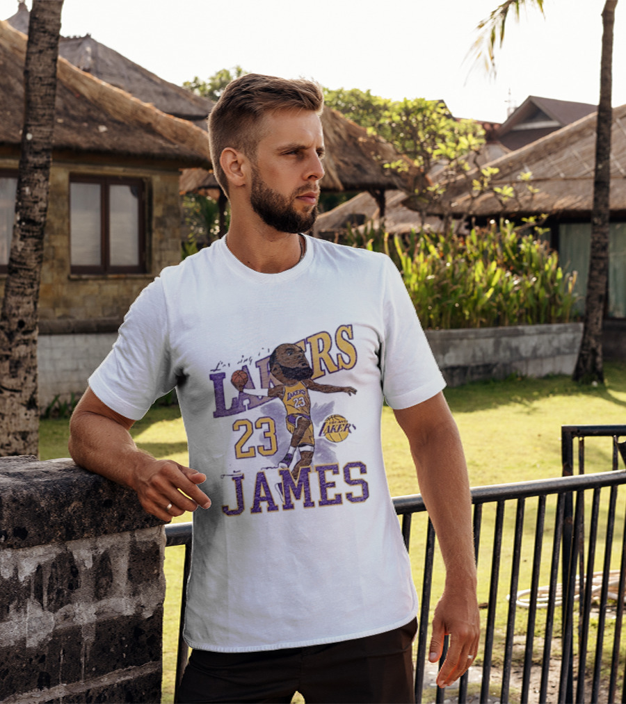 Los Angeles Lakers Lebron James 23 Basketball Caricature Player T-Shirt